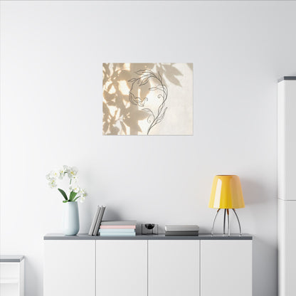 Warm Shoji Screen Canvas Art - Minimal Line Japandi