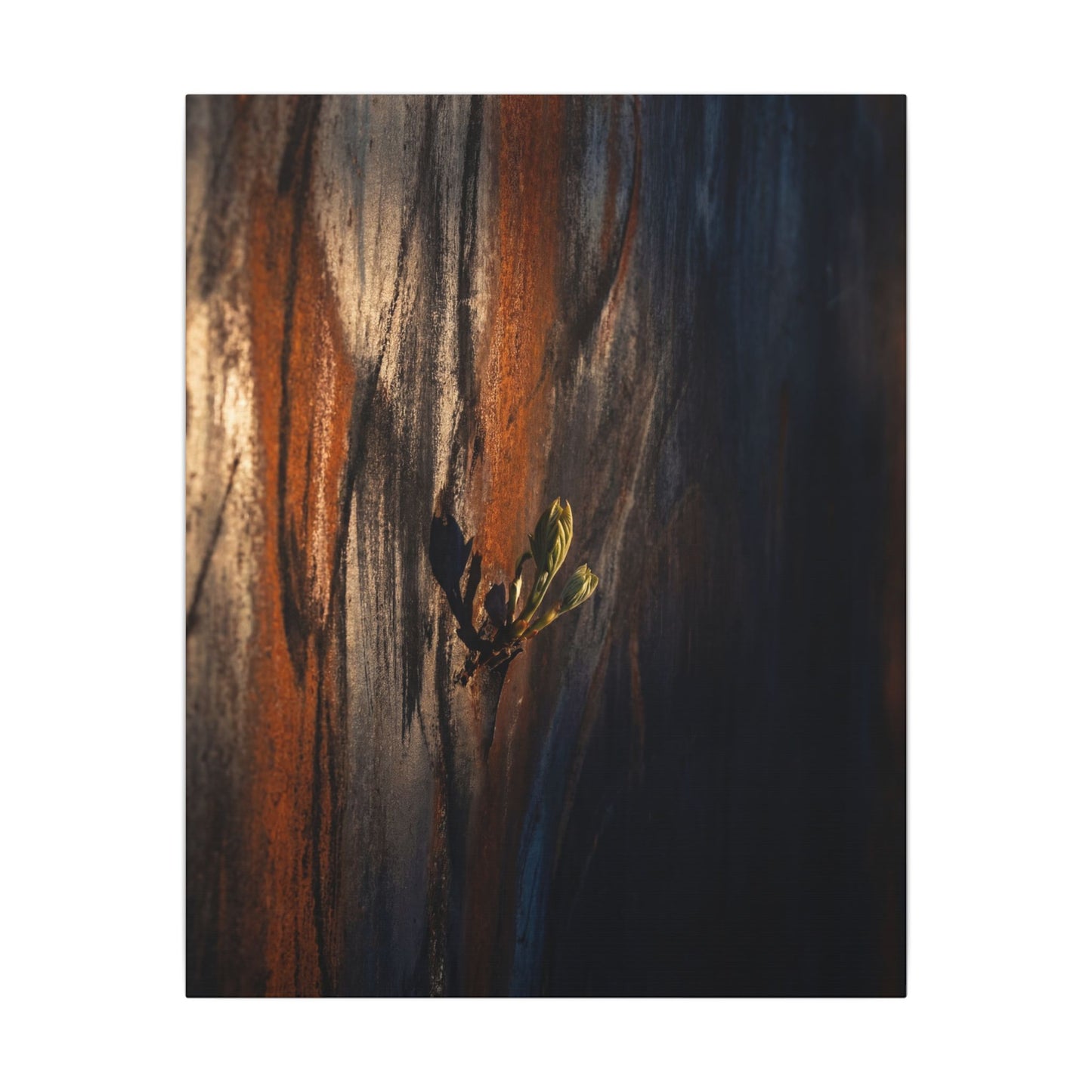 Rust Patina Charcoal Ink Canvas Art | Moody Dark Japandi Art