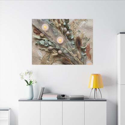Candlelight Dried Flowers Canvas Art - Japandi Kanso
