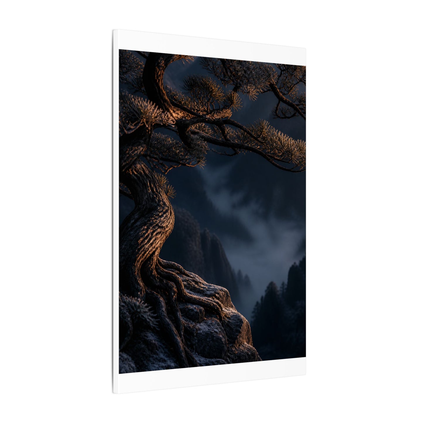 Bold Pine Tree Canvas Art - Shadow Zen Dark Japandi