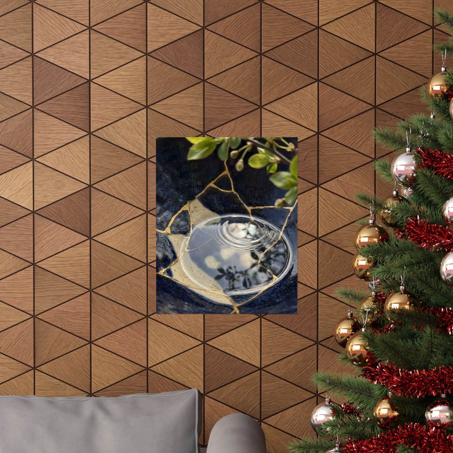 Seijaku Water Ripple Wall Art Print - Kintsugi Gold Repair