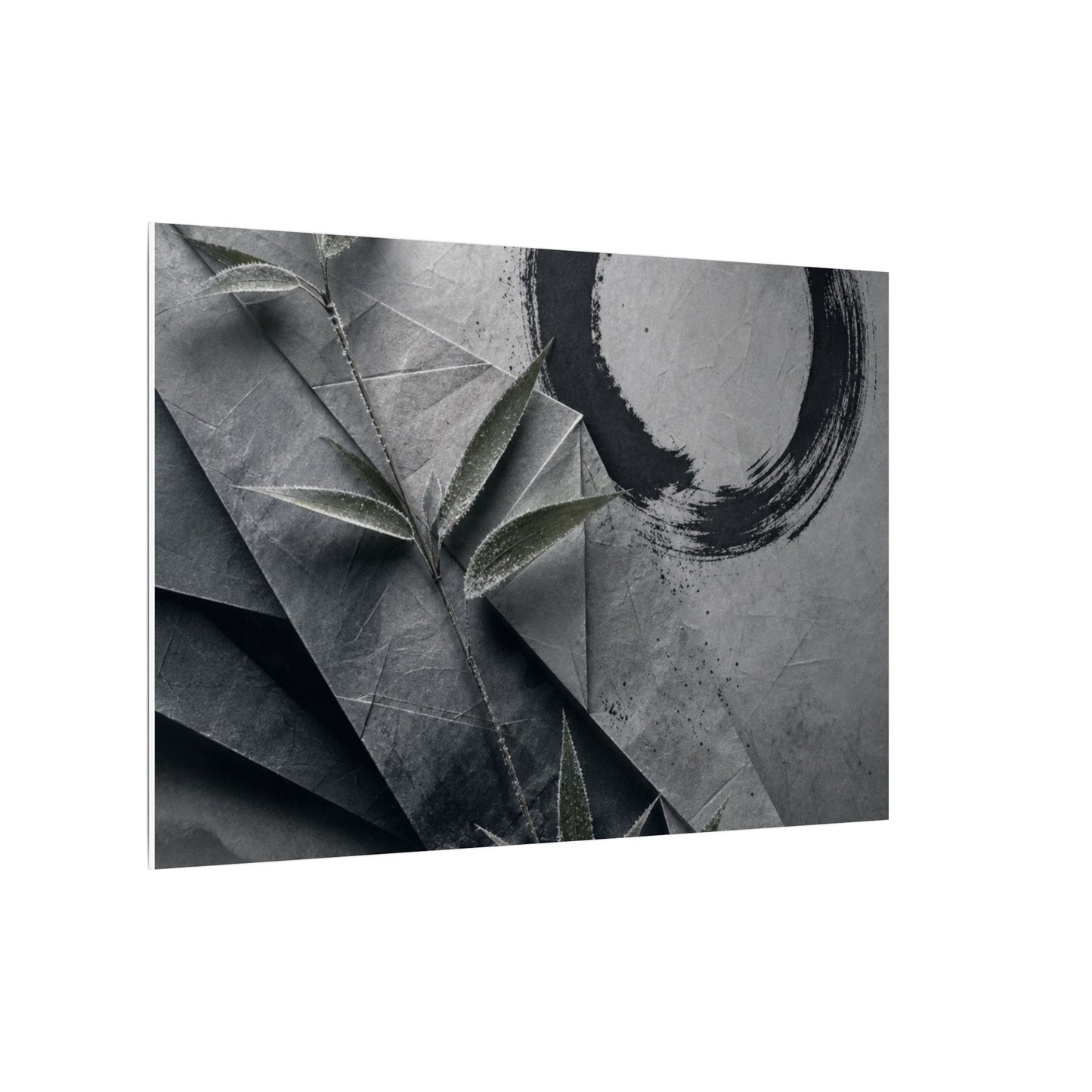 Winter Paper Fold Enso Canvas Art | Serene Decor
