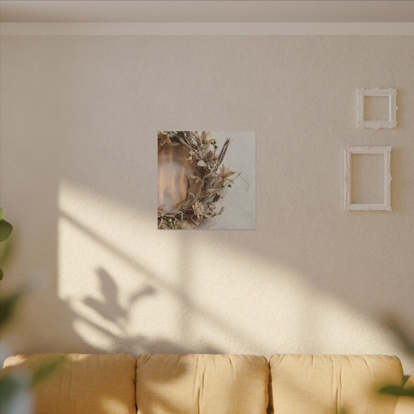 Dried Flowers Japanese Pattern Canvas Art | Neutral Japandi Art