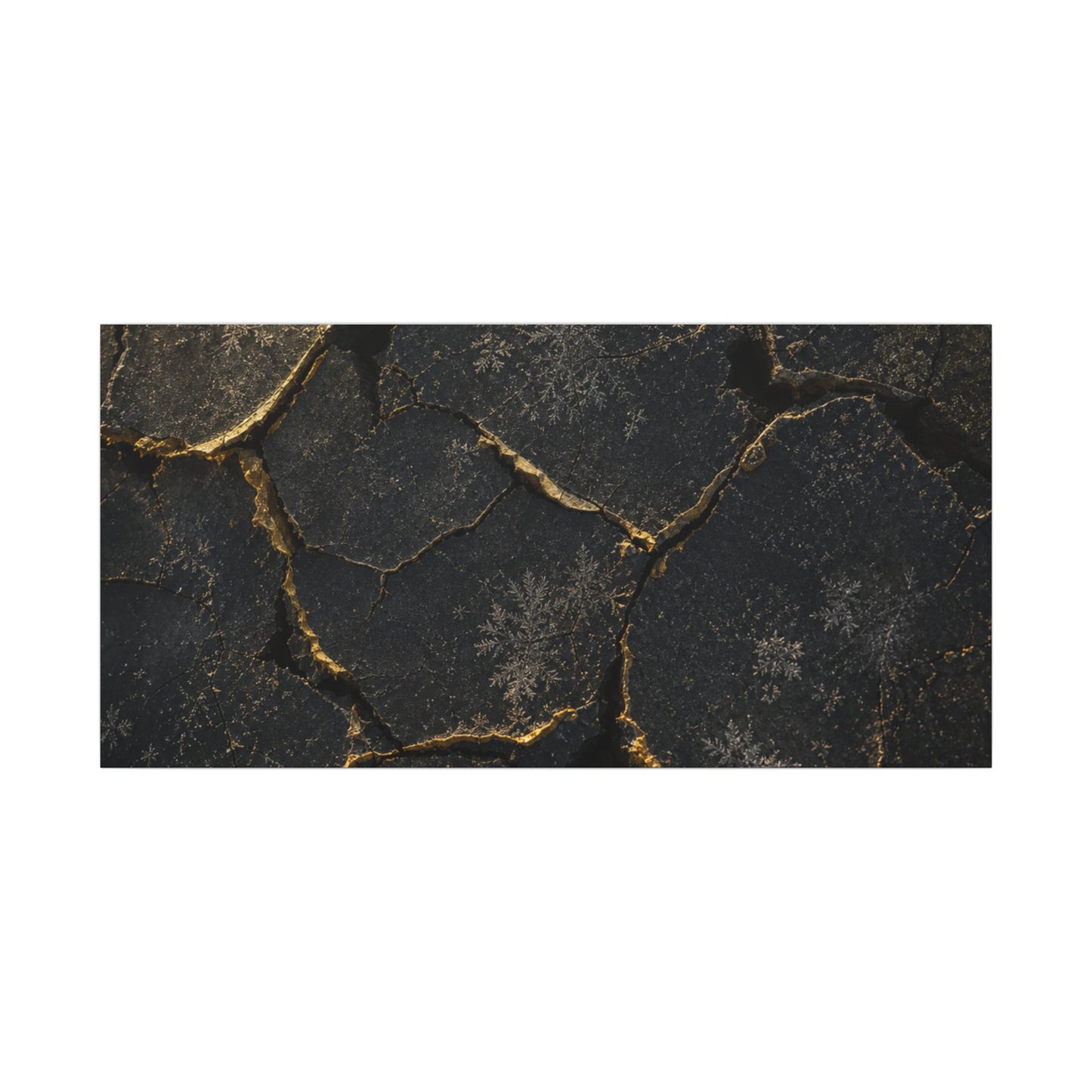 Cracked Earth Canvas Art | Winter Dark Japandi Shadow Zen Art