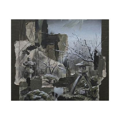 Winter Moonlit Garden Dark Texture Canvas Art | Moody Decor