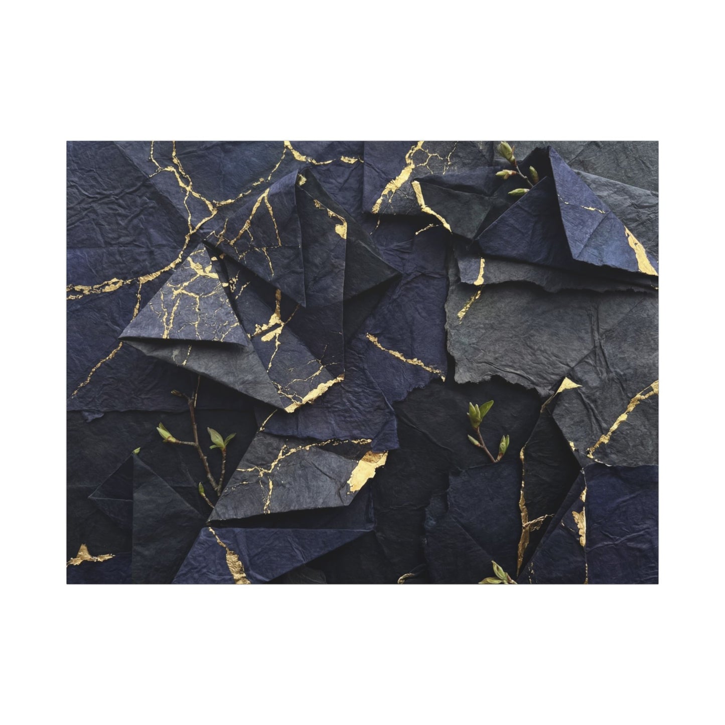 Beautiful Paper Fold Canvas Art - Crackle Gold Kintsugi