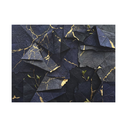 Beautiful Paper Fold Canvas Art - Crackle Gold Kintsugi