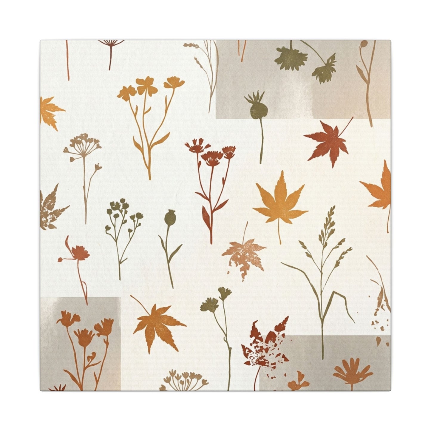 Autumn Dried Flowers Japanese Pattern Canvas Art | Elegant Decor