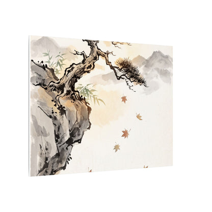 Peaceful Pine Tree Canvas Art - Sumi E Zen