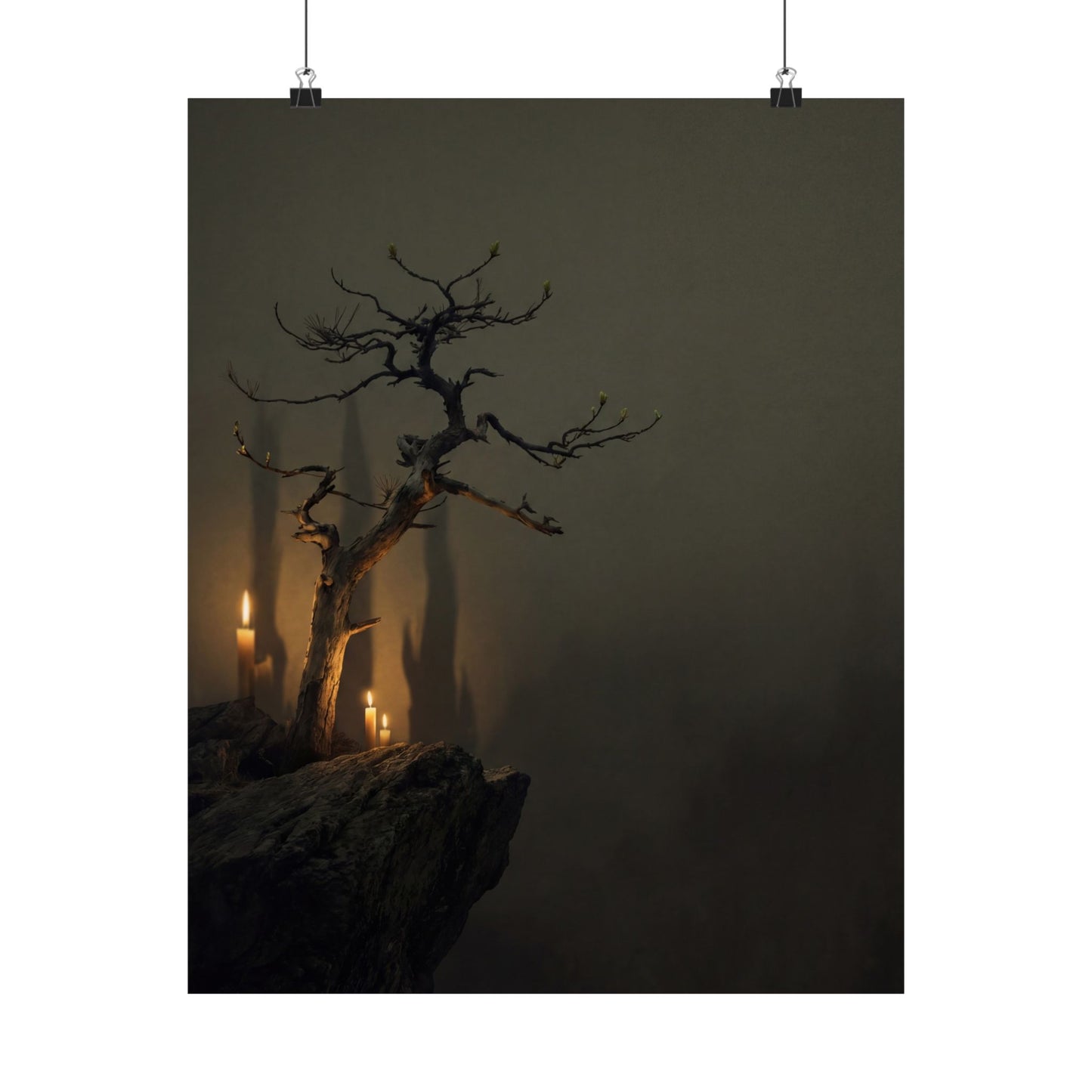 Pine Tree Shadow Zen Wall Art Print | Moody Dark Japandi Art Art Print