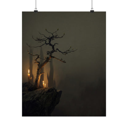 Pine Tree Shadow Zen Wall Art Print | Moody Dark Japandi Art Art Print
