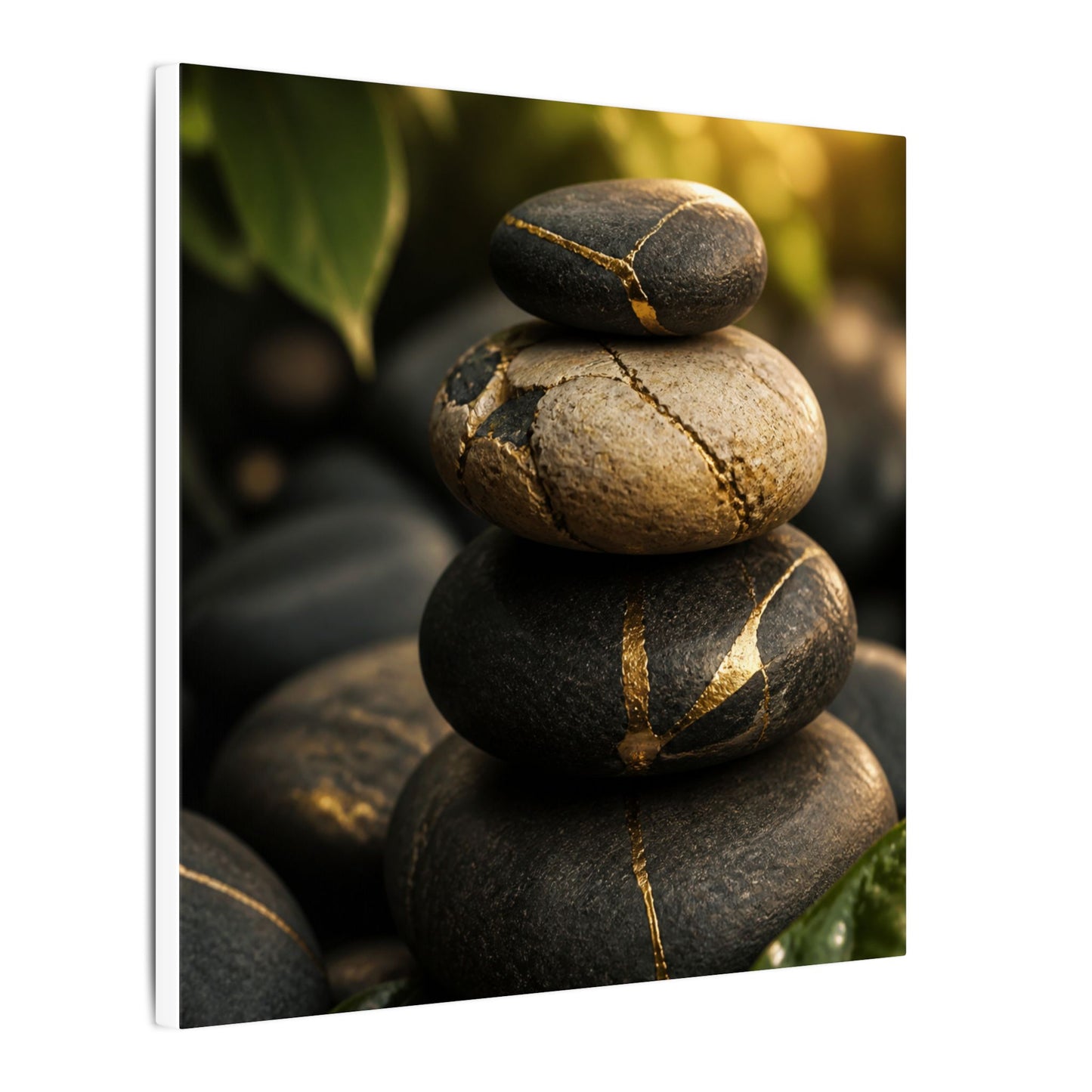 Summer River Stones Broken Beauty Canvas Art | Healing Decor