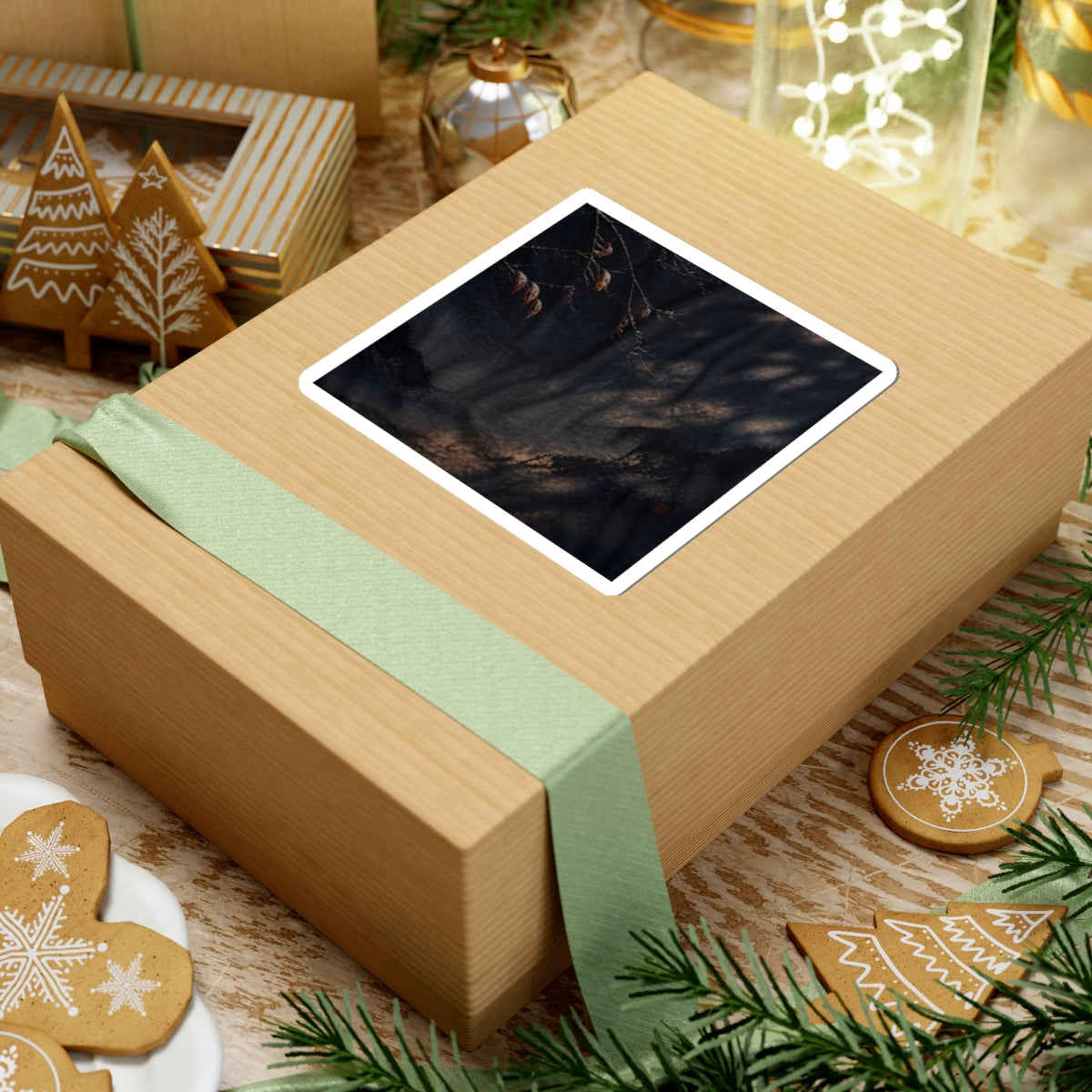 Winter Silk Drape Charcoal Ink Sticker | Bold Decor