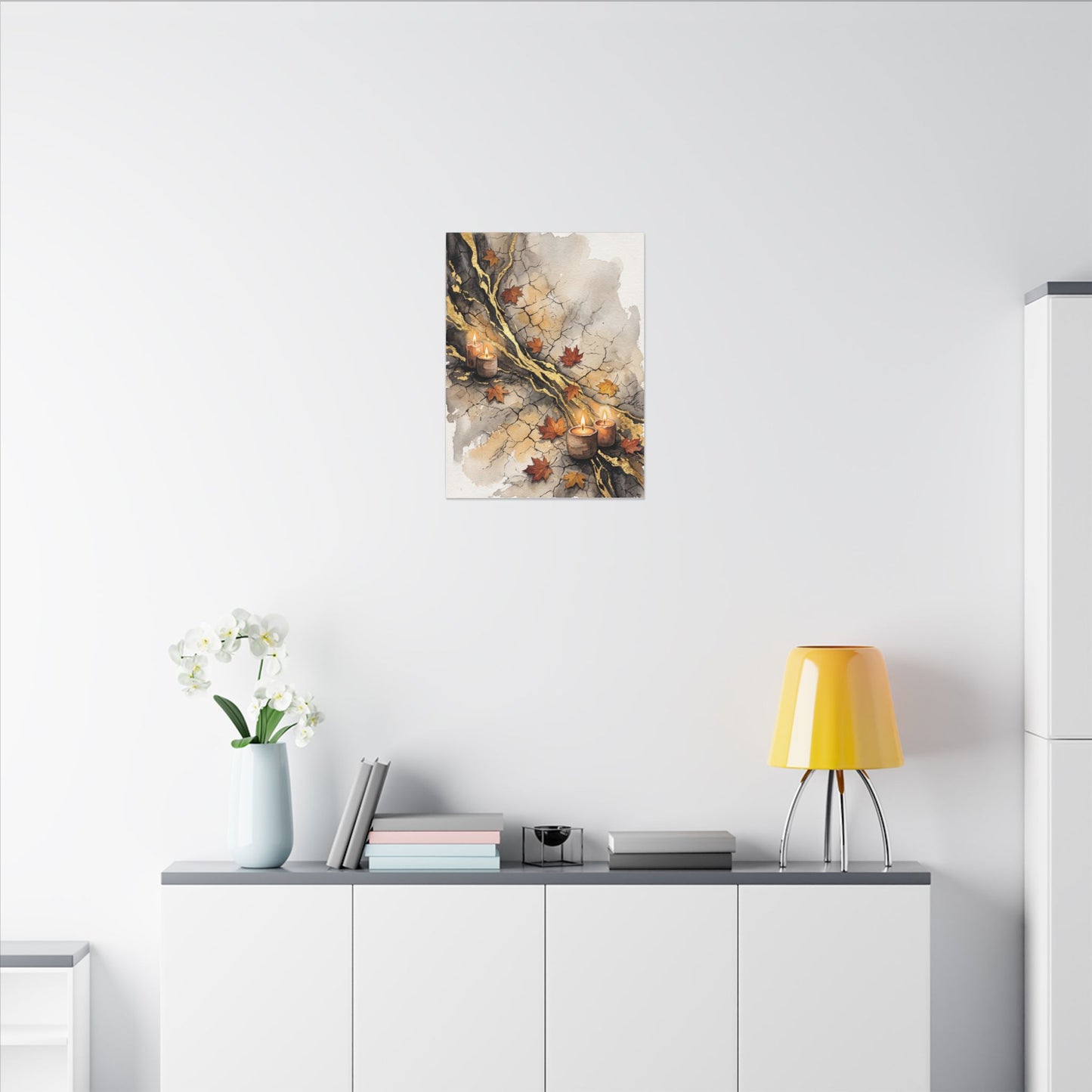 Cracked Earth Autumn Canvas Art | Japandi Warm Design