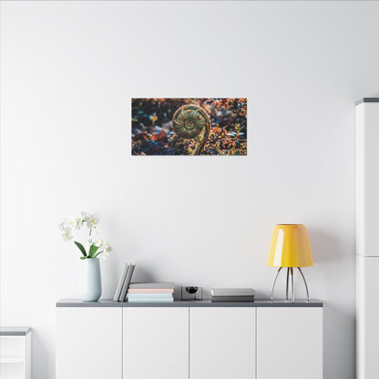 Kintsugi Fern Unfurling in Dappled | Gold Vein Canvas Art