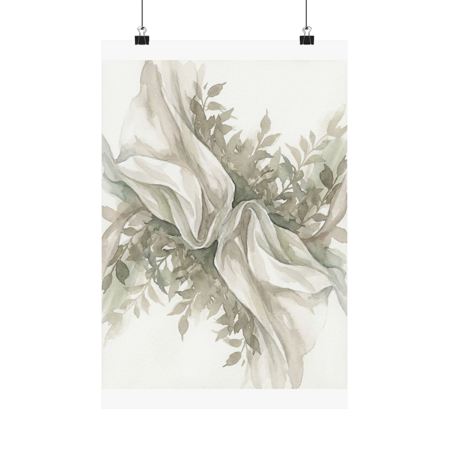 Silk Drape Watercolor Wall Art Print | Elegant Japandi Art Art Print