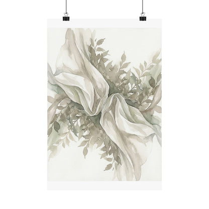 Silk Drape Watercolor Wall Art Print | Elegant Japandi Art Art Print