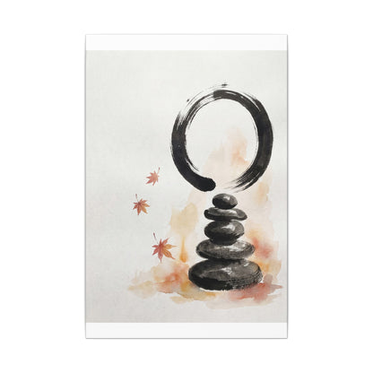 River Stones Canvas Art | Autumn Zen Enso Art