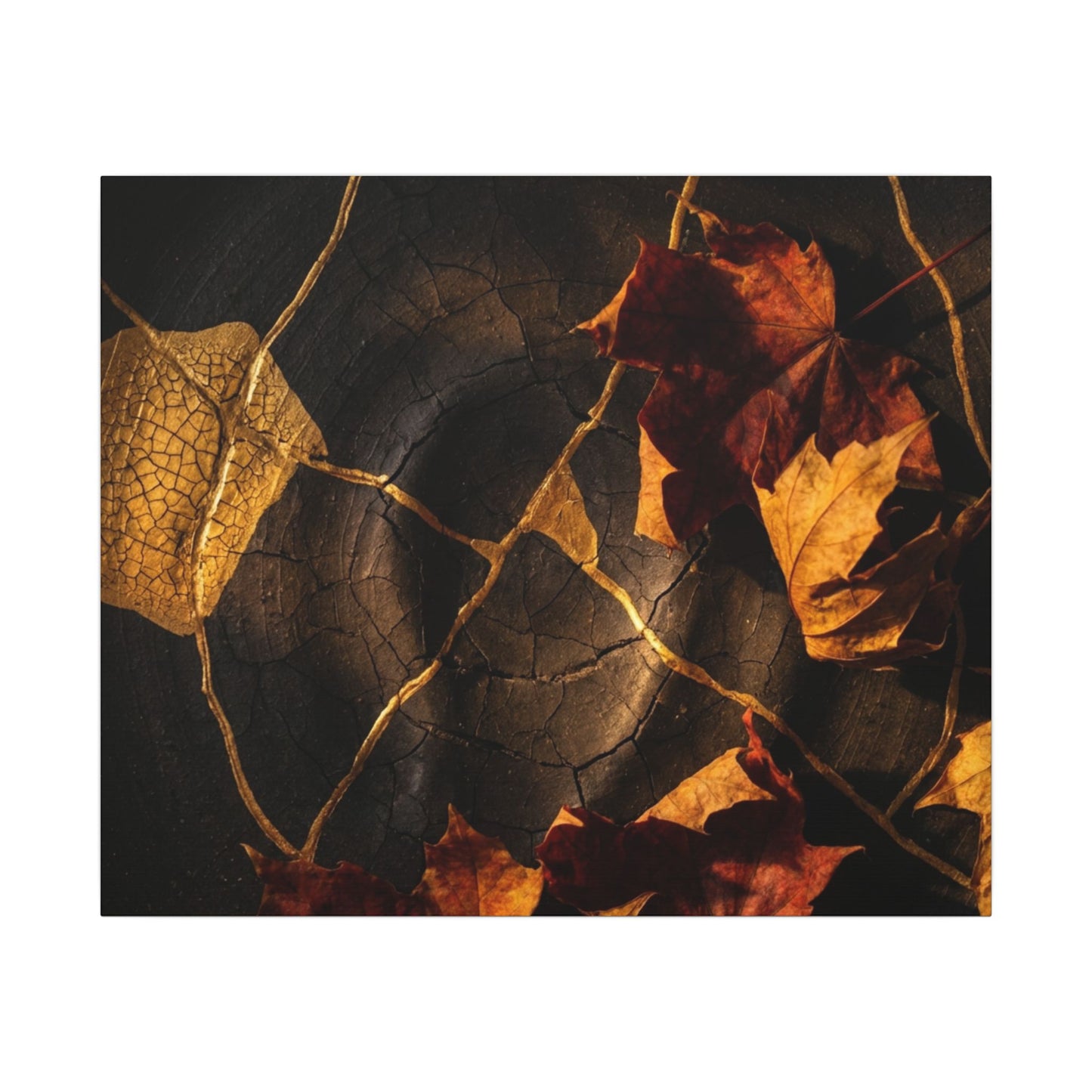 Resilient Shadow Play Canvas Art - Crackle Gold Kintsugi