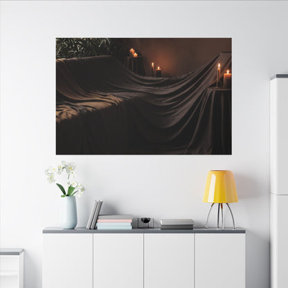 Candlelight Silk Drape Canvas Art - Dark Japandi Ma