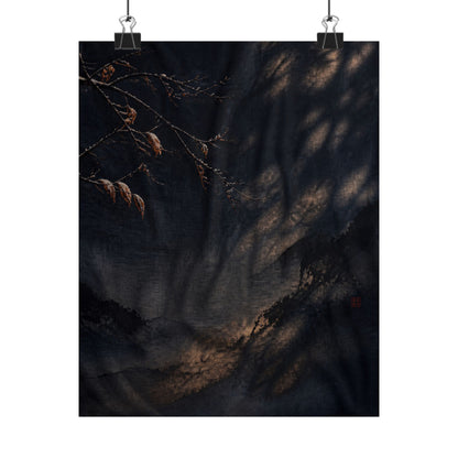Winter Silk Drape Charcoal Ink Wall Art Print | Sophisticated Decor