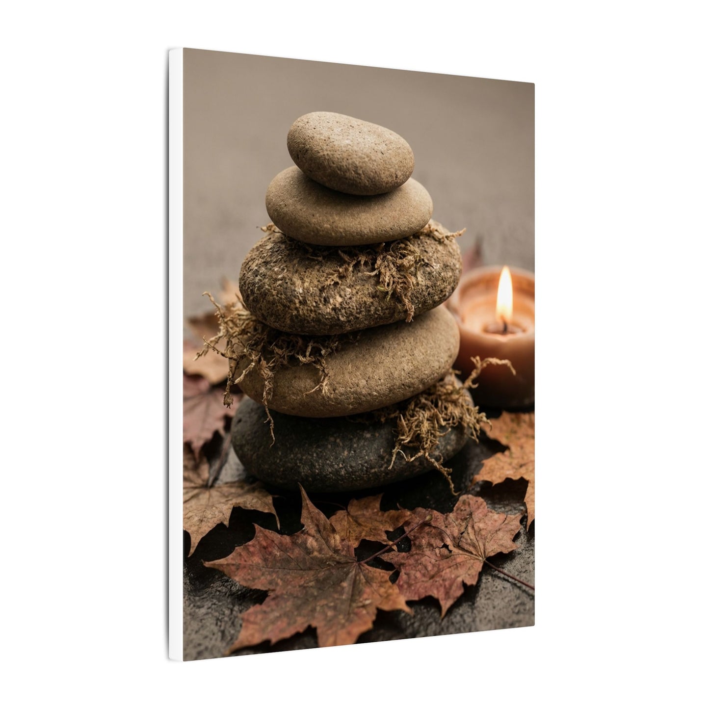 River Stones Canvas Art | Autumn Japandi Texture Art