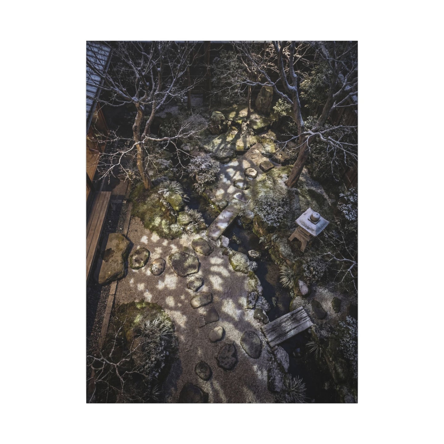 Moonlit Garden Japanese Pattern Canvas Art | Elegant Japandi Art