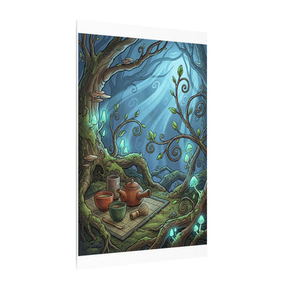 Spring Tea Ceremony Forest Whimsy Canvas Art | Cozy Decor