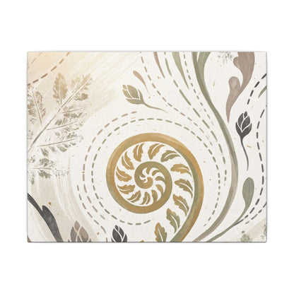 Japandi Fern Unfurling in Golden Hour | Japanese Pattern Canvas Art