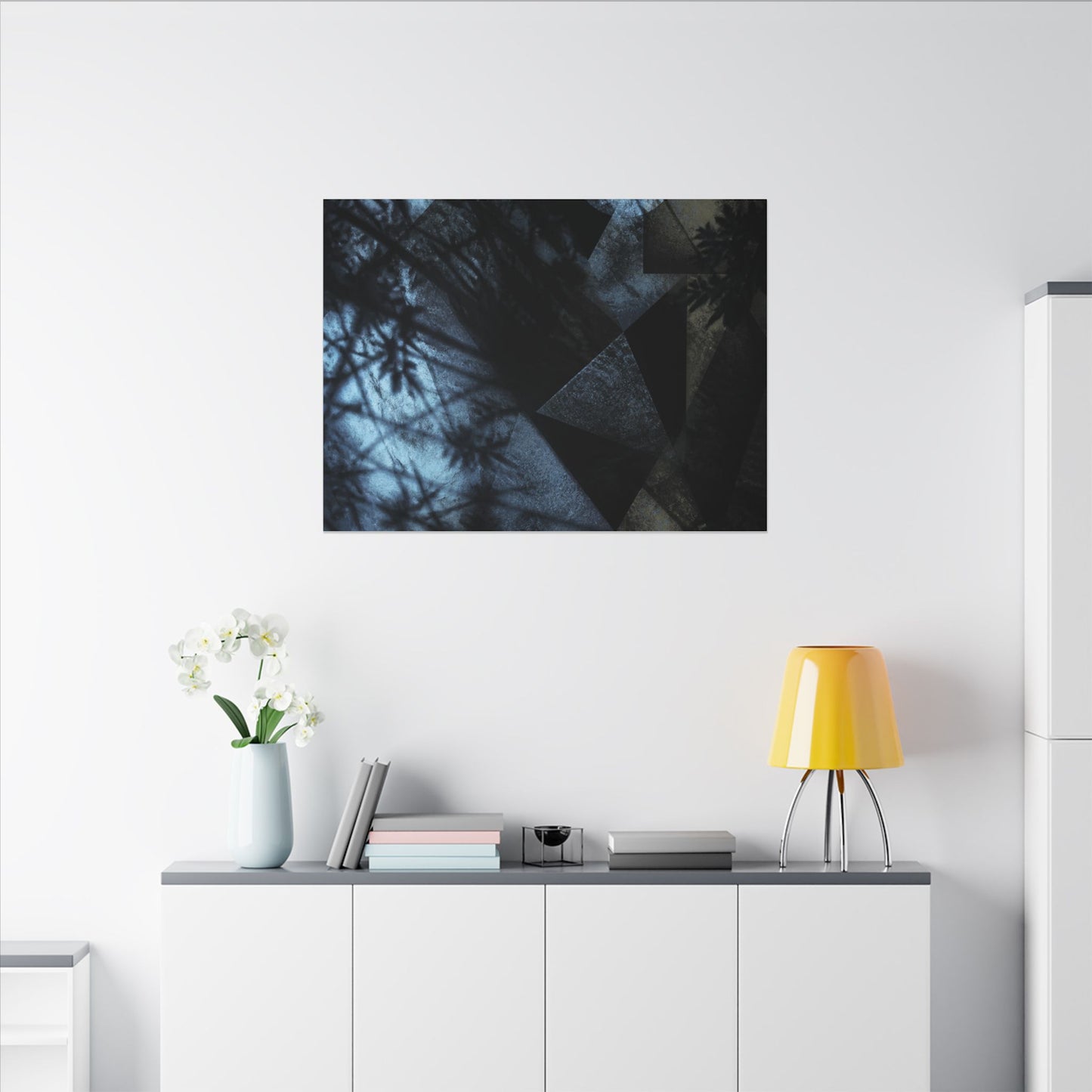 Shadow Play Winter Canvas Art | Dark Japandi Luxurious Design