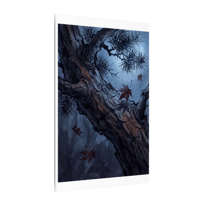 Atmospheric Pine Tree Canvas Art - Shadow Zen Dark Japandi