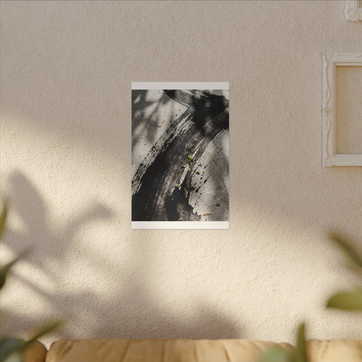 Ink Brushstroke Canvas Art | Spring Dark Japandi Moody Minimal Art