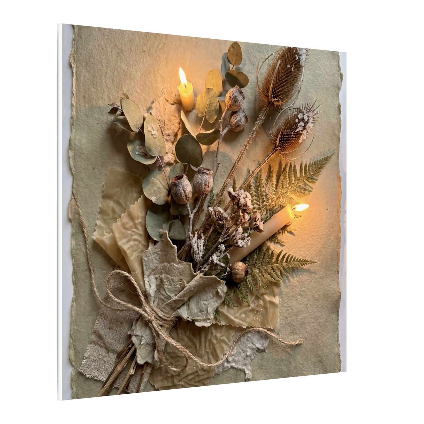 Dried Flowers Texture Canvas Art | Warm Japandi Art