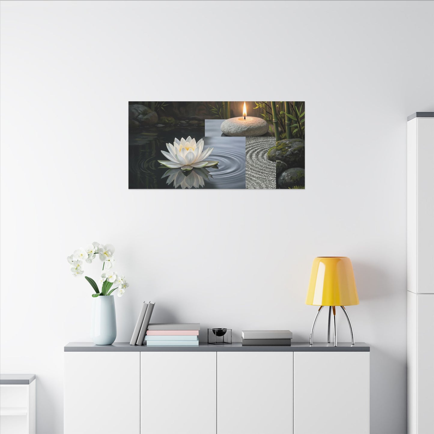Candlelight Lotus Flower Canvas Art - Zen Kanso
