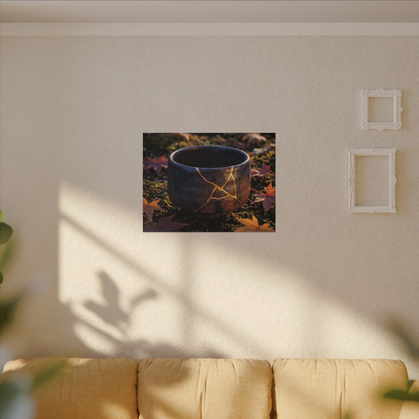 Kanso Moonlit Garden Canvas Art - Kintsugi Gold Repair