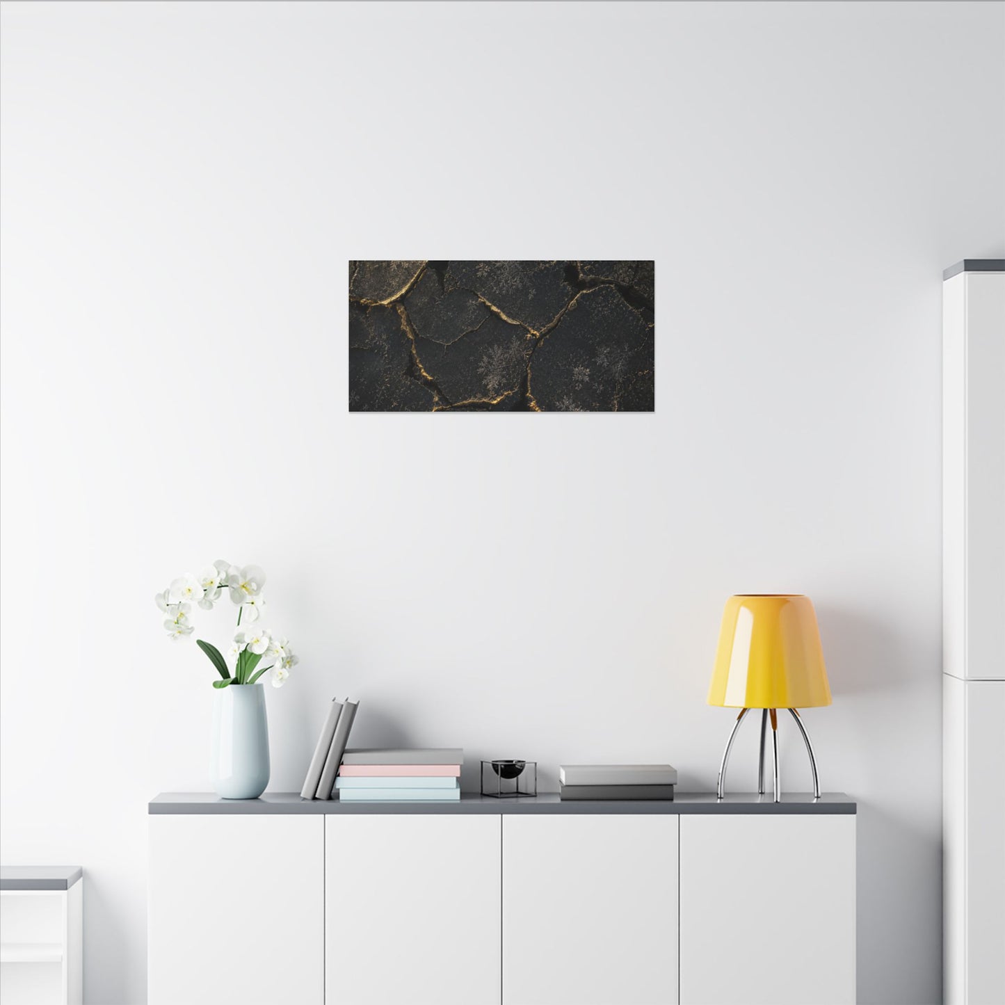 Cracked Earth Canvas Art | Winter Dark Japandi Shadow Zen Art