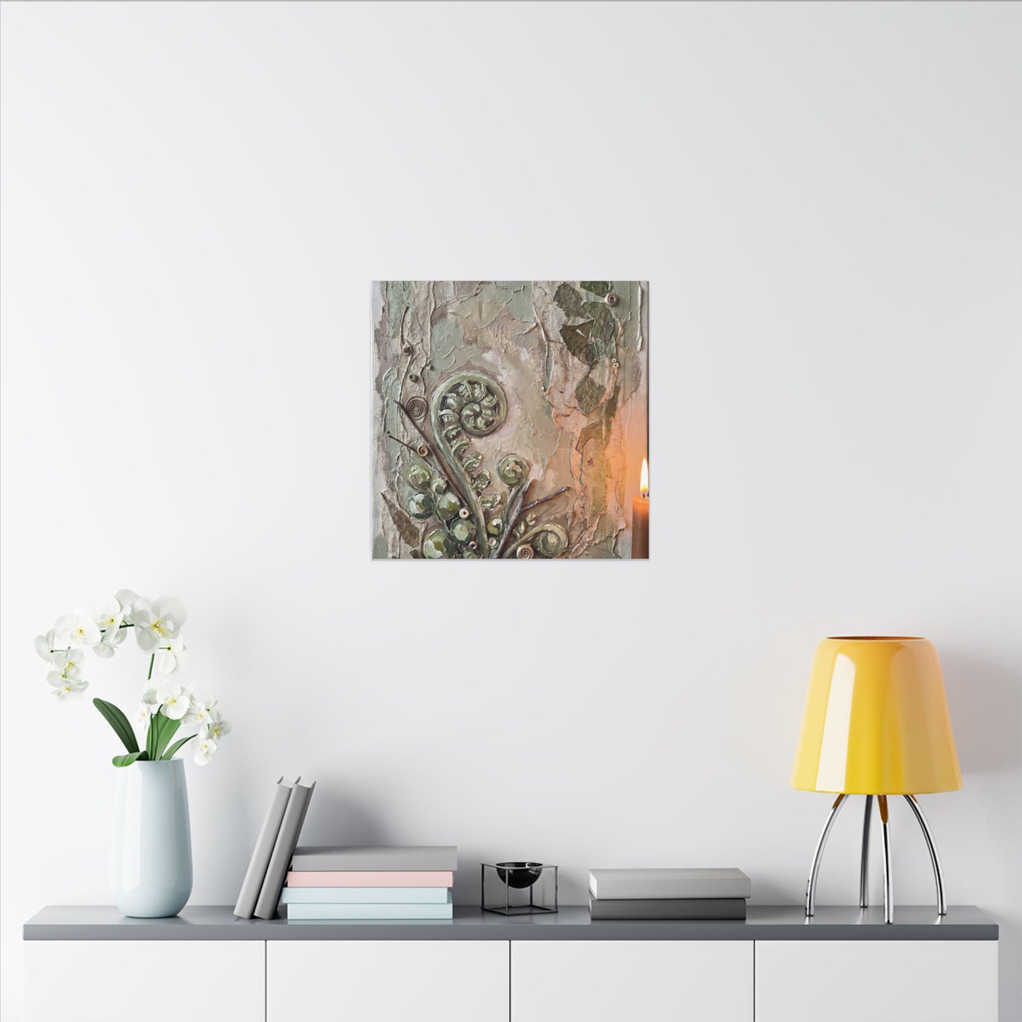 Datsuzoku Fern Unfurling Canvas Art - Japandi Texture