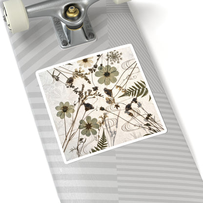 Dried Flowers Winter Sticker | Japandi Earthy Design Art Print