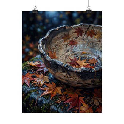 Autumn Ceramic Bowl Japanese Pattern Wall Art Print | Earthy Decor