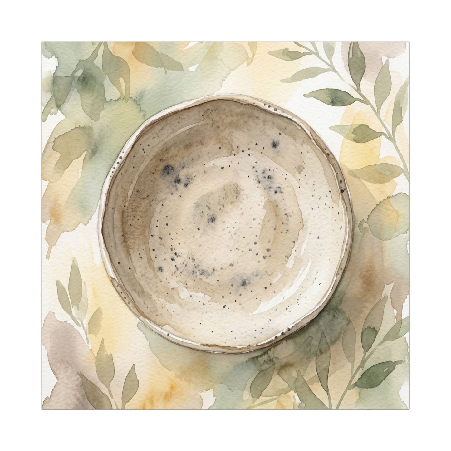 Ceramic Bowl Watercolor Canvas Art | Warm Japandi Art