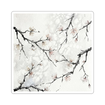 Cherry Blossom Watercolor Sticker | Warm Japandi Art Art Print