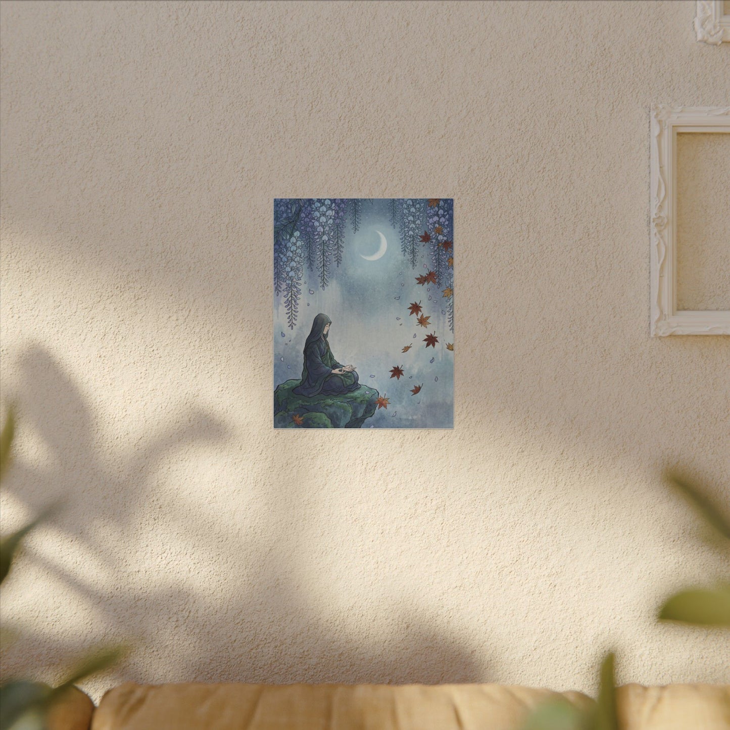 Zen Wisteria in Moonlight | Ukiyo E Inspired Canvas Art