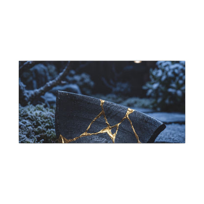 Moonlit Garden Winter Canvas Art | Kintsugi Artful Design