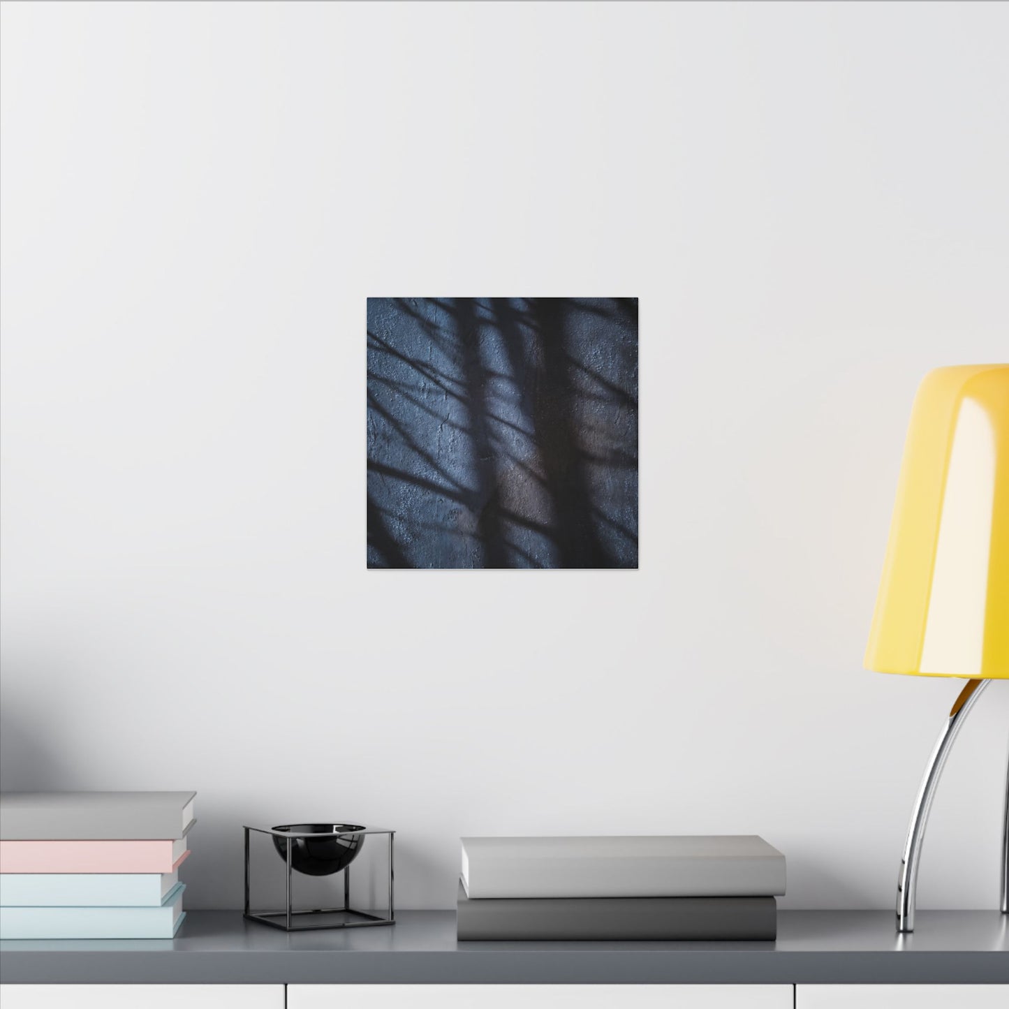 Dark Japandi Shadow Play in Moonlight | Moody Minimal Canvas Art