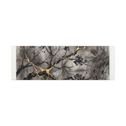 Kanso Cherry Blossom Canvas Art - Kintsugi Crackle Gold