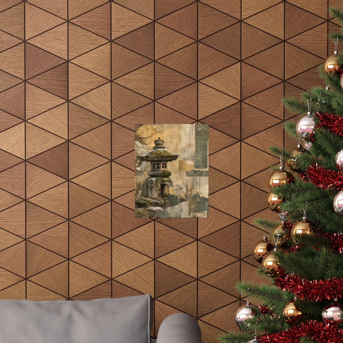 Shibui Stone Lantern Wall Art Print - Japandi Texture