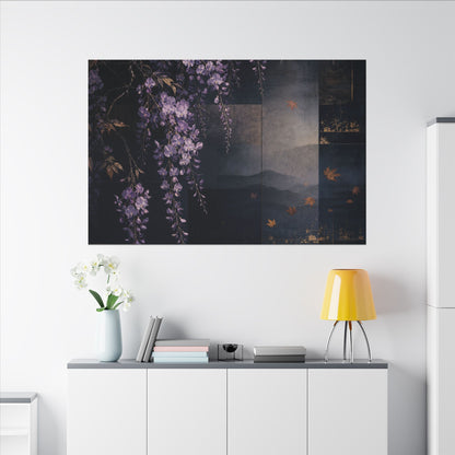 Dawn Wisteria Canvas Art - Dark Japandi Fukinsei