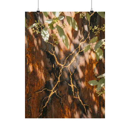 Rust Patina Gold Vein Wall Art Print | Artful Kintsugi Art