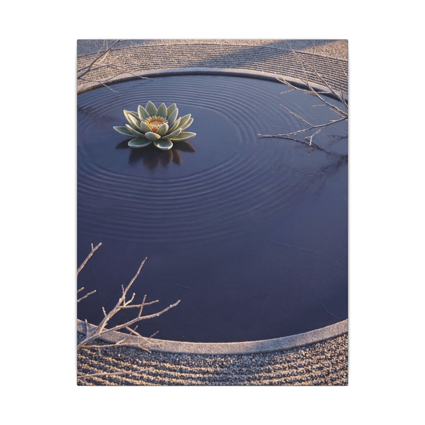 Lotus Flower Canvas Art | Winter Zen Karesansui Art