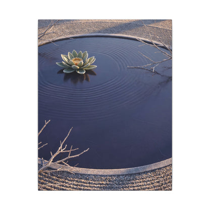 Lotus Flower Canvas Art | Winter Zen Karesansui Art